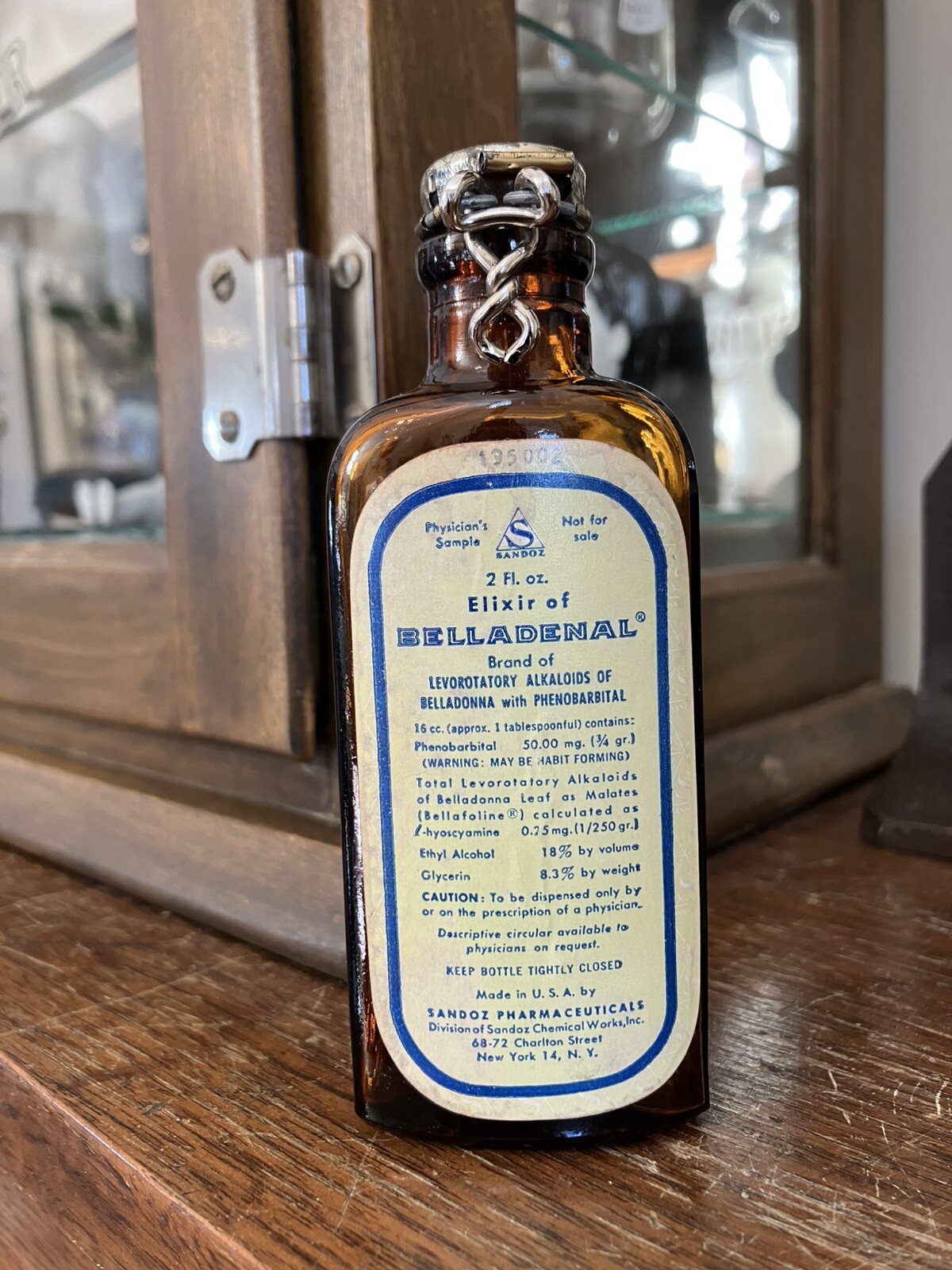 Vintage Amber Glass Medicine Bottle Belladenal Elixir Psychiatric Drug RARE!
