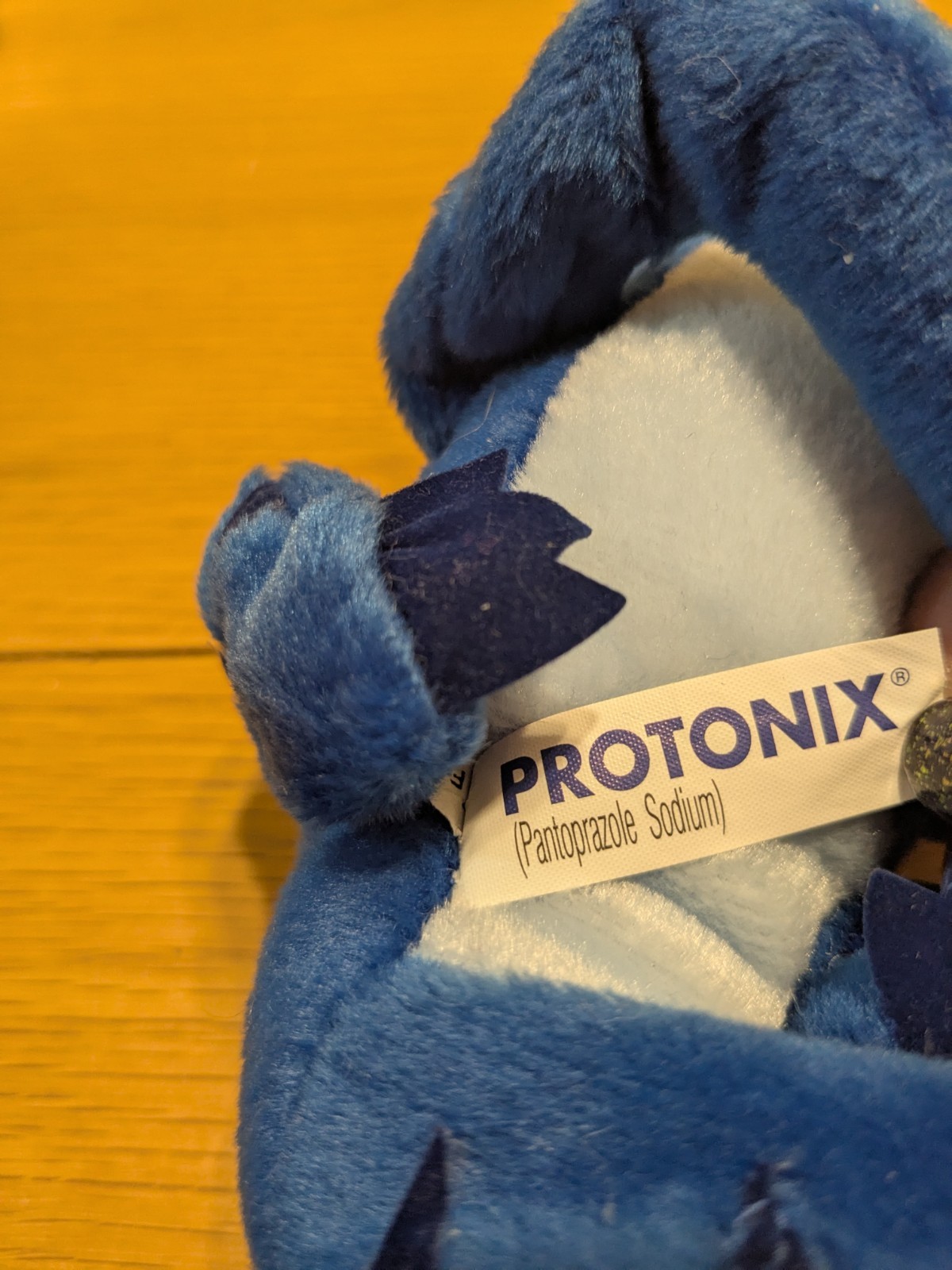 PROTONIX IV Pharmaceutical DRUG REP Clear Blue Plastic Canister With Rare Plush