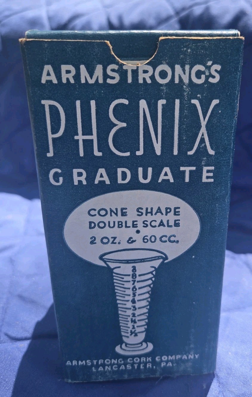 Vintage Armstrong’s Phenix Pharmaceutical 2 Ounce Graduate Cone Shape W/ Box