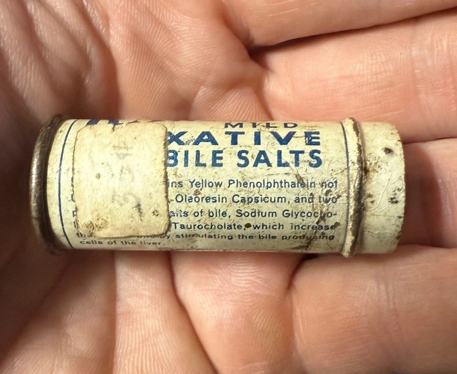 A109 Old Medicine Ramon’s Mild Laxative Bile Salts Brown Le Roy NY Container