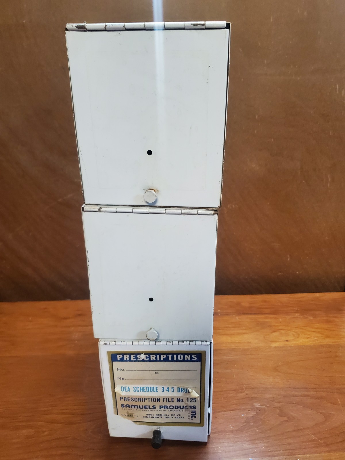 Lot Of 3 Vintage Metal White Rx Prescription Record File Pharmacy Boxes