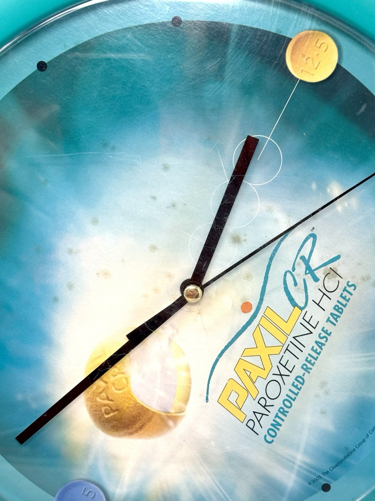 RARE Vintage 2003 PAXIL Promotional Wall Clock! Anti-Depressant Pharmaceutical