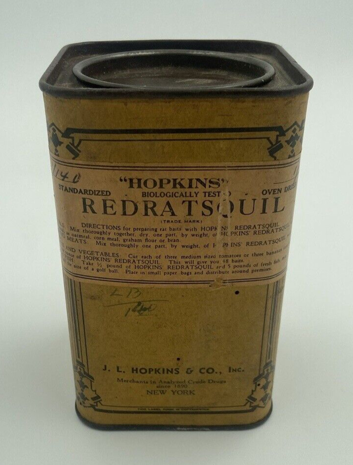 Vintage Hopkins Biologically Tested Redratsquil J. L. Hokins & Co New York