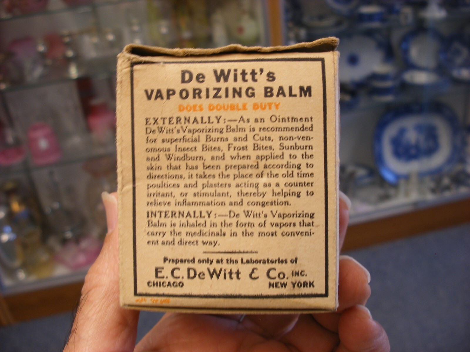 Vintage Medical Remedy Pharmacy Quack Cure – DeWitt’s Vaporizing Balm – Empty