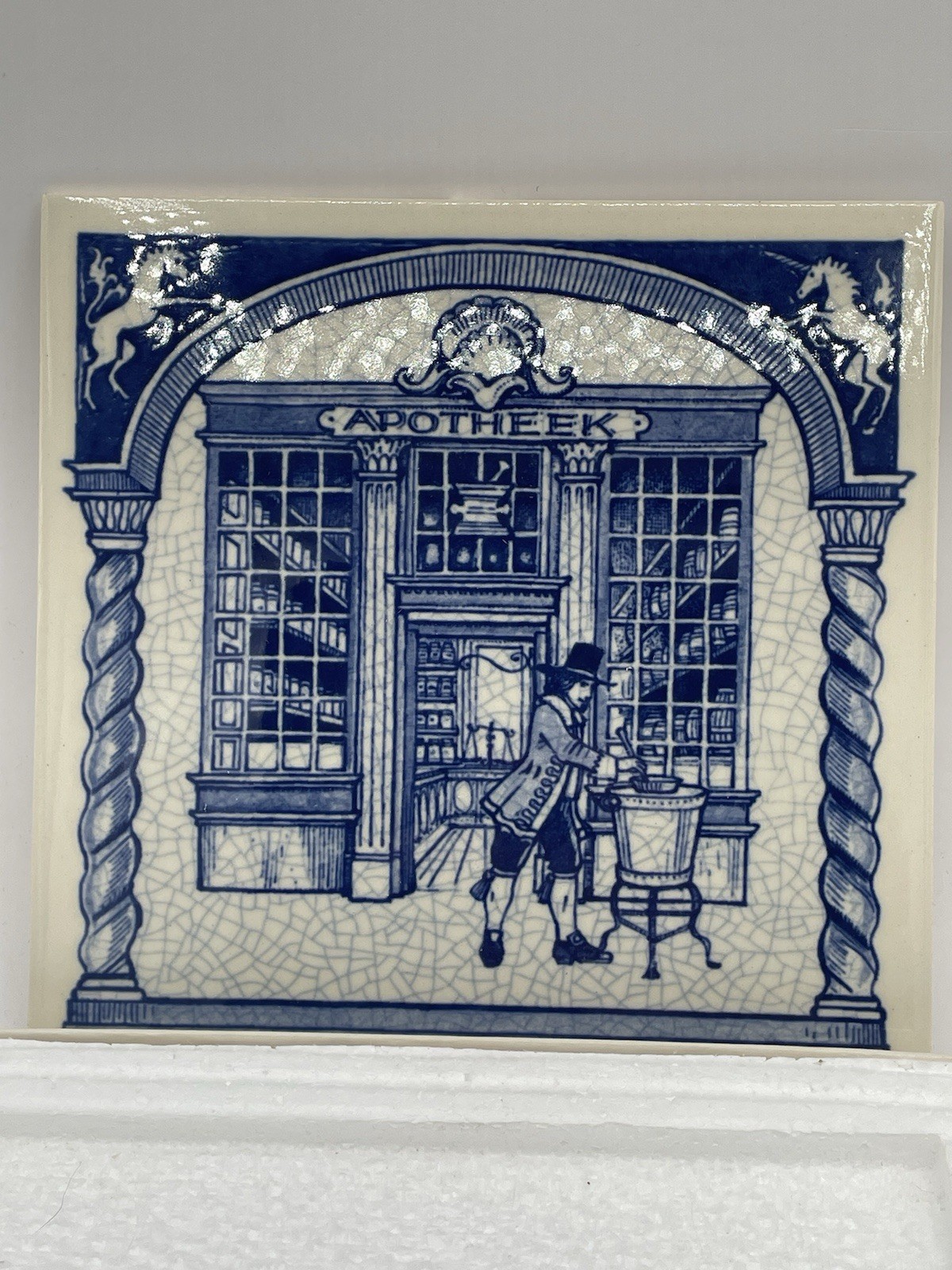 BURROUGHS WELLCOME Pharmacy Pill Tile Handmade DELFT Apothecary