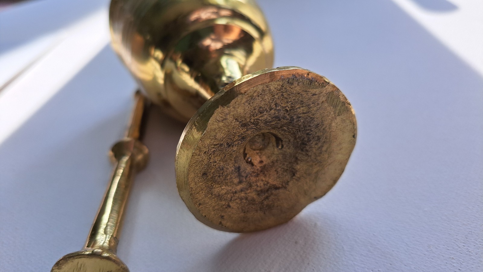 Vintage Heavy Brass SMALL Mortar And Pestle Set Apothecary Metal Gold-tone 4.5″