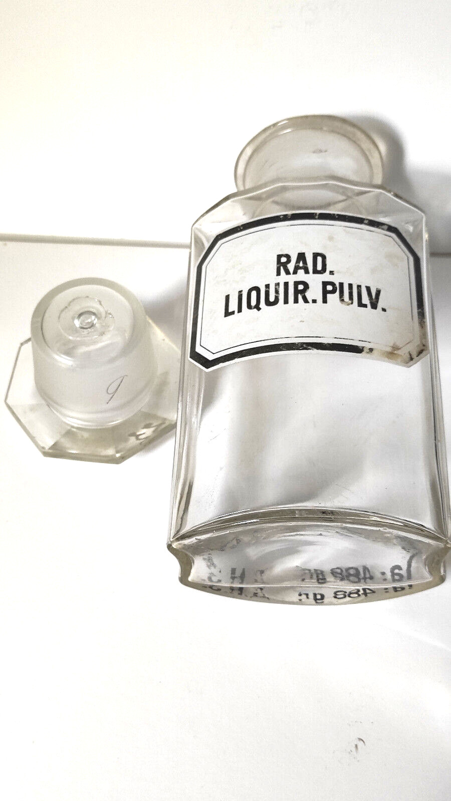 Vintage Crystal Apothecary Pharmacy Clear Jar 800 ml RAD. LIQUIR. PULV.
