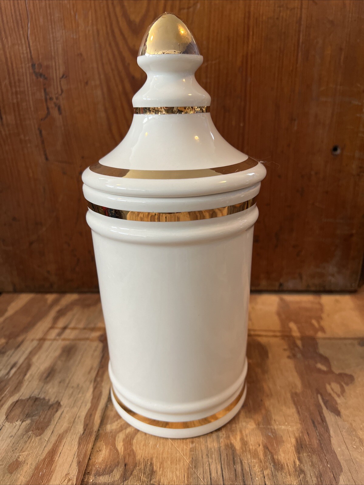 VINTAGE PHARMACY HIERA PICRA APOTHECARY CANISTER JAR WITH LID- OWENS, ILLINOIS
