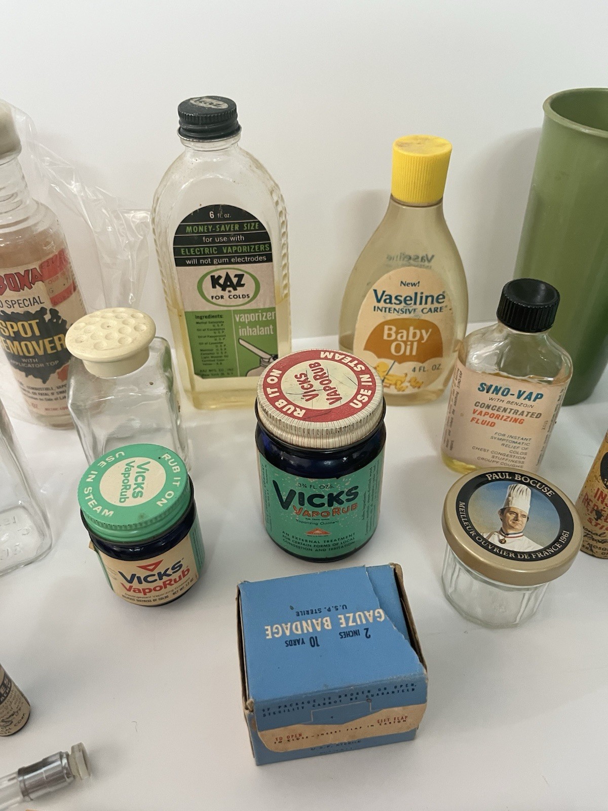 Vintage Vicks VapoRub Jars, Kaz Inhalant Bottle, Vaseline Baby Oil Lot