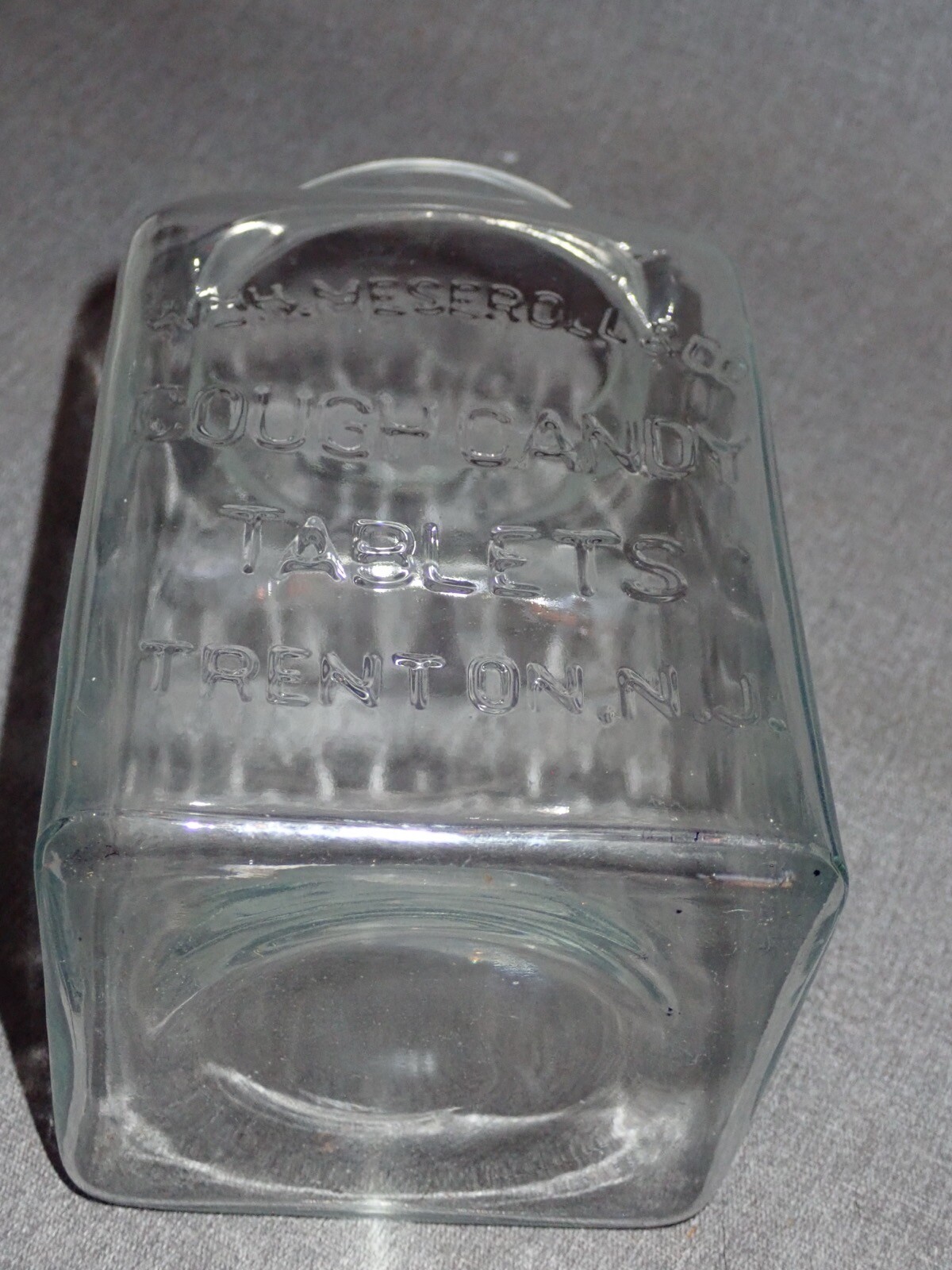 Antique Apothecary Jar Cough Candy Tablets Meseroll & Co Trenton NJ Drug Store