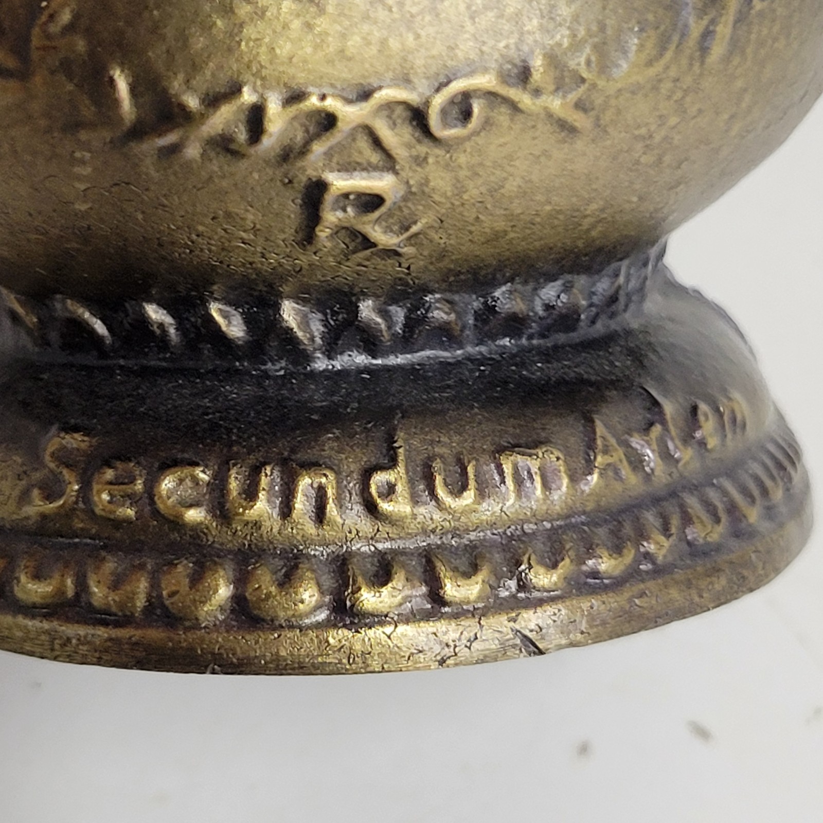 VTG 1985 Schering Brass Mortar & Pestle Ursuline Convent New Orleans Sis. Xavier