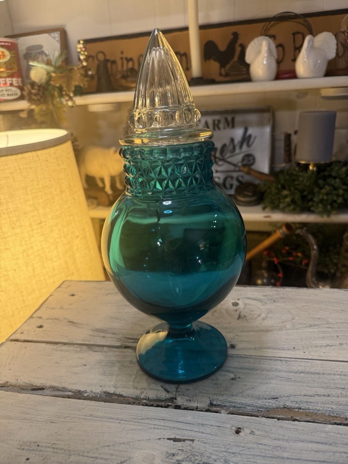 Vintage LE Smith Glass Apothecary Jar 11” READ DESCRIPTION