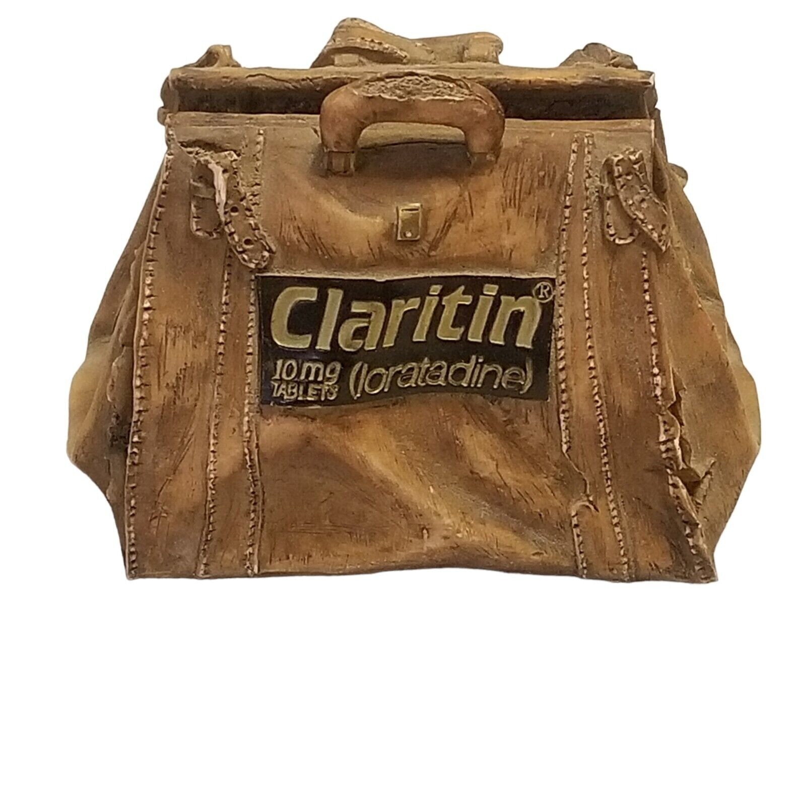 CLARITIN Business Card Holder Advertising Desk Decor Dr Bag Signed S.S. Sarna