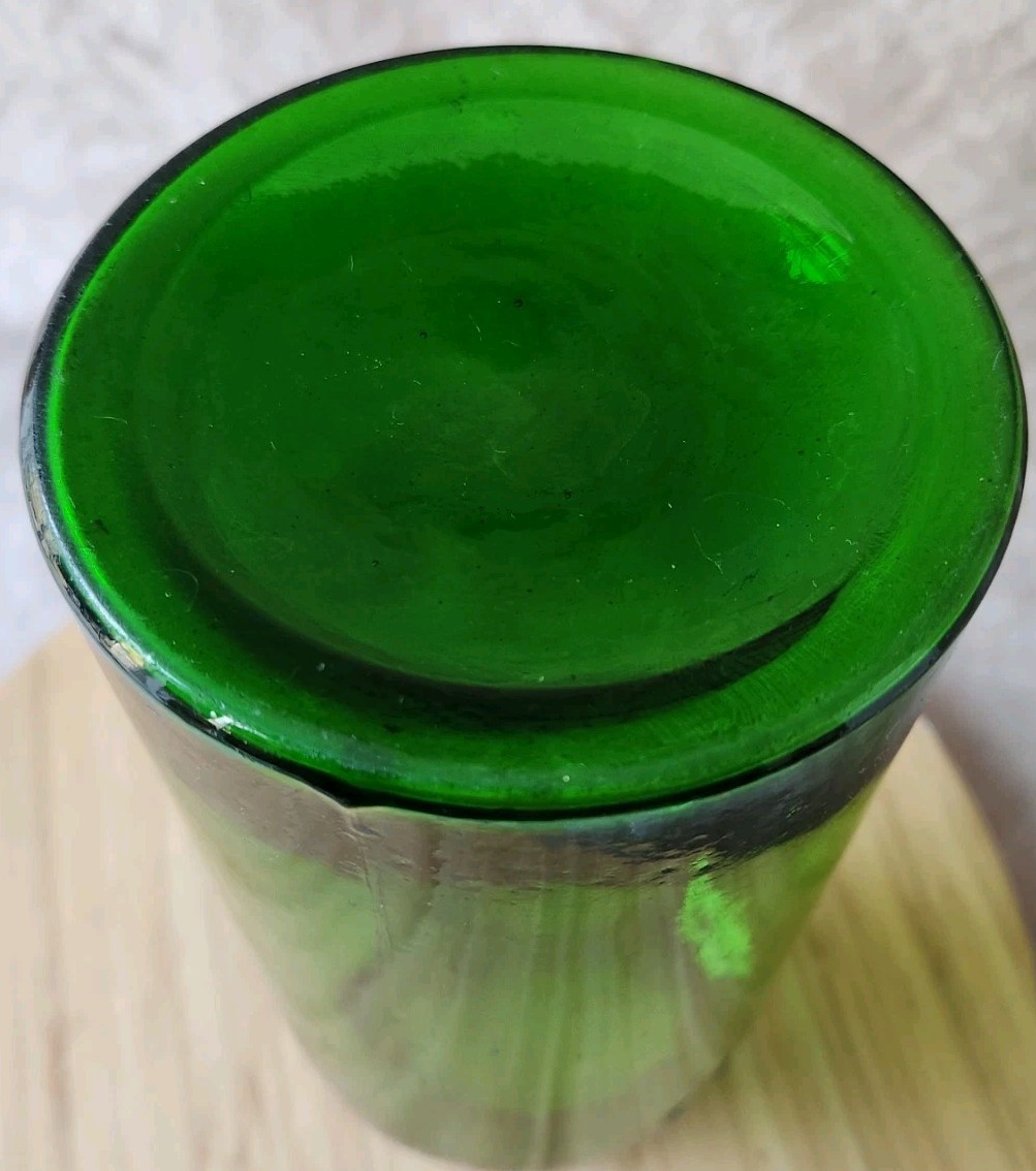 Vintage Large Glass Pharmacy Jar Or Pot Bullet 2 L Green Color