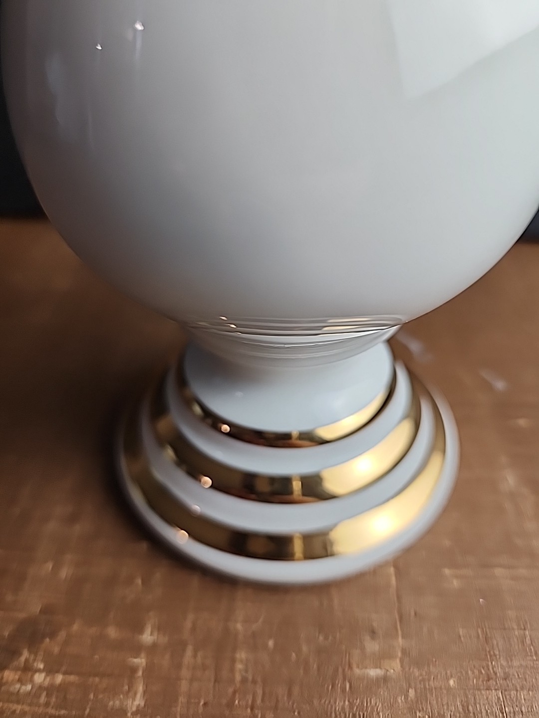 Owen Illinois Pharmacy Finial Globe Vintage Decorative Drug Store White and Gold