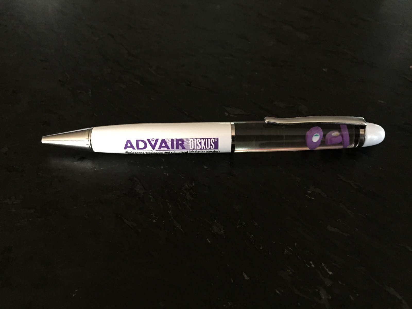 Vintage Advair Pen Drug Rep Advertising Metal Float Pen (in original wrap)