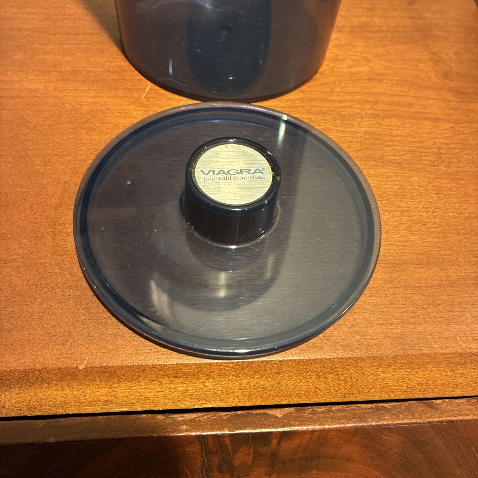 Vtg 1995 VIAGRA Jar Storage Container CANISTER Pharmaceutical Drug Promo BLUE