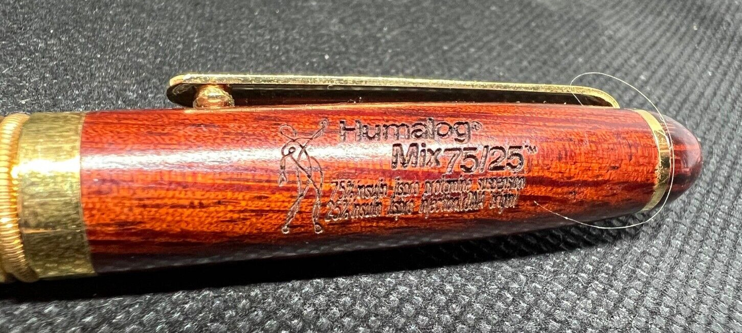 HUMALOG Wood & Metal Medical Drug Rep Pharmaceutical Pen Collectible Advertising