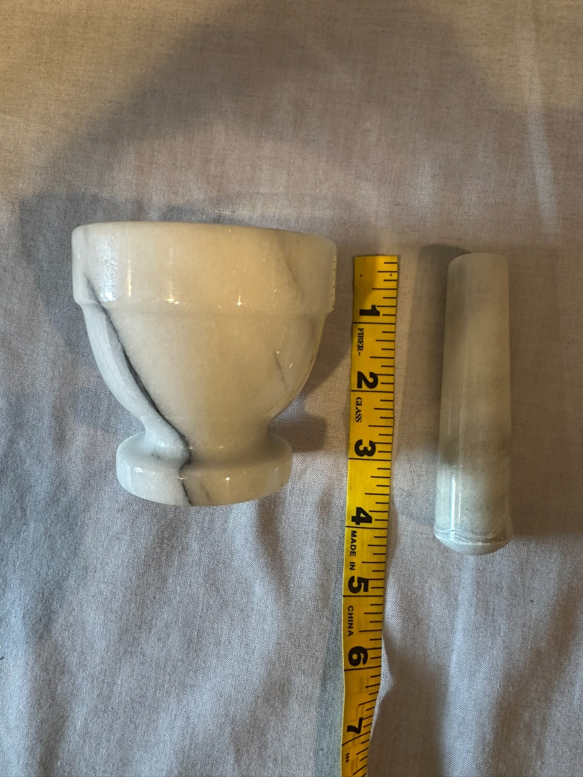 Vintage White Marble Mortar And Pestle Set Solid Heavy Apothecary Kitchenware