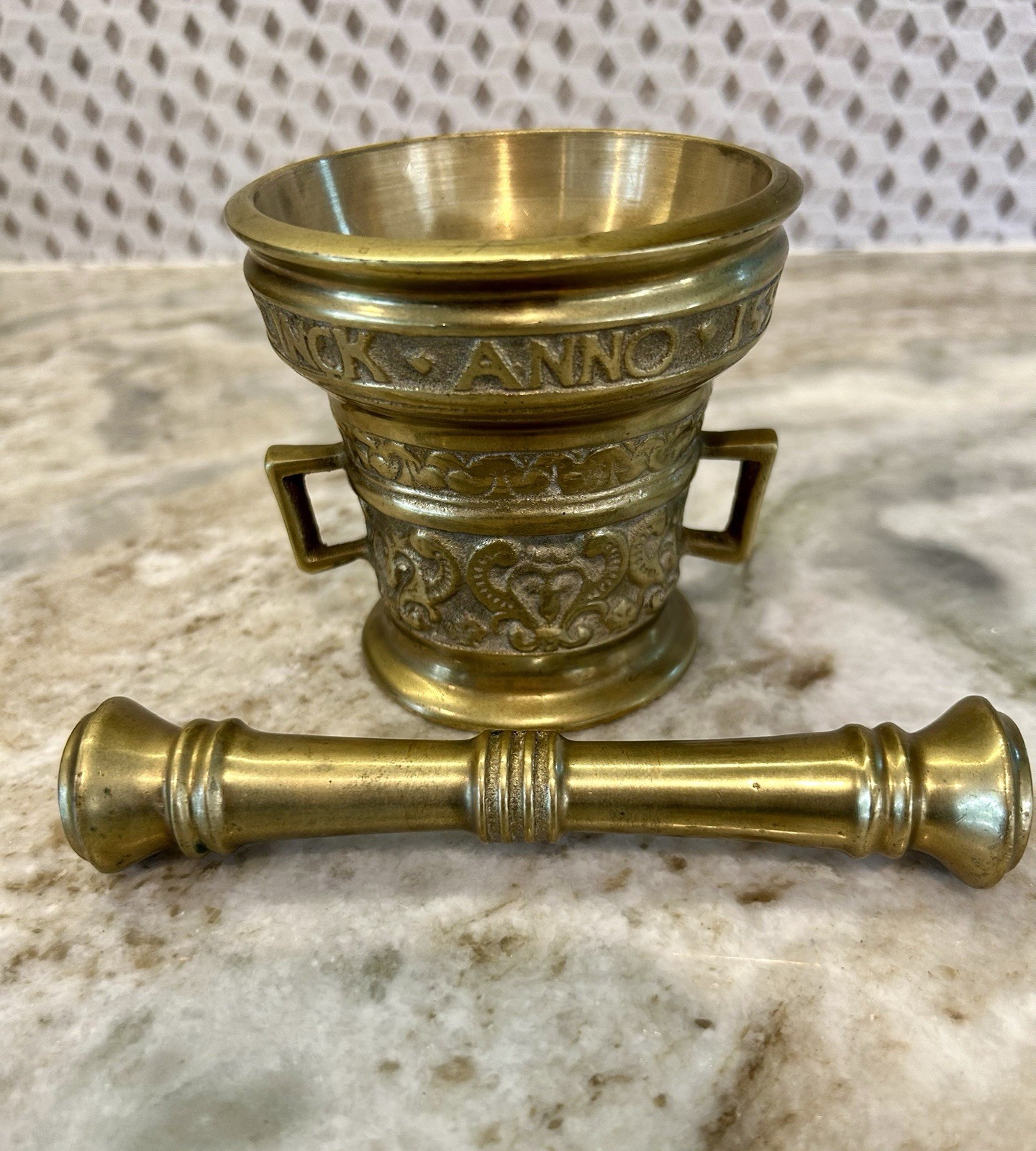 Vintage Mortar & Pestle Solid Brass Apothecary From 1960-70’s