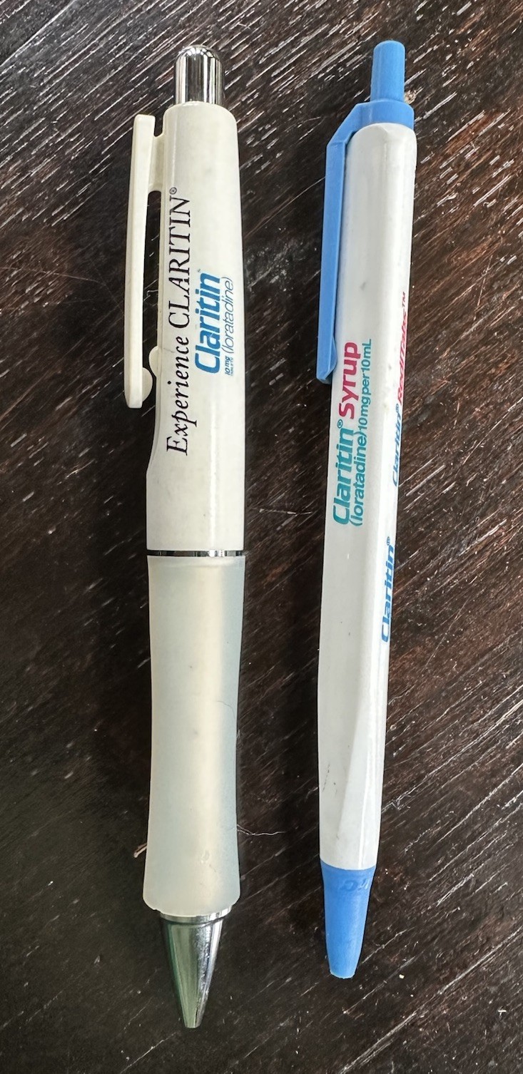 Vintage Claritin Drug Rep Advertising Pens – Lot Of 2