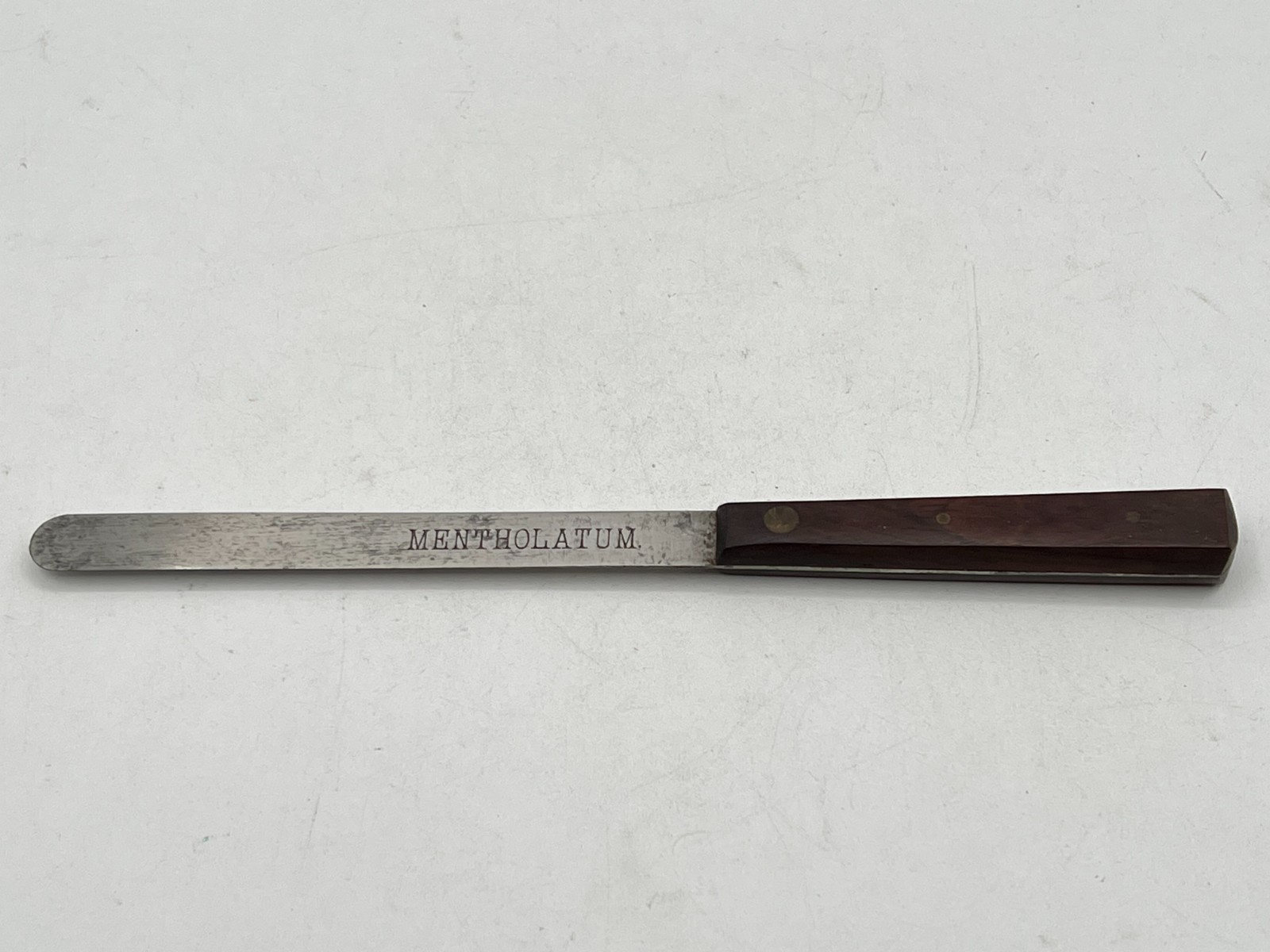 Vintage Mentholatum Pharmacist Druggist Advertising Pill Spatula w/ Wood Handle