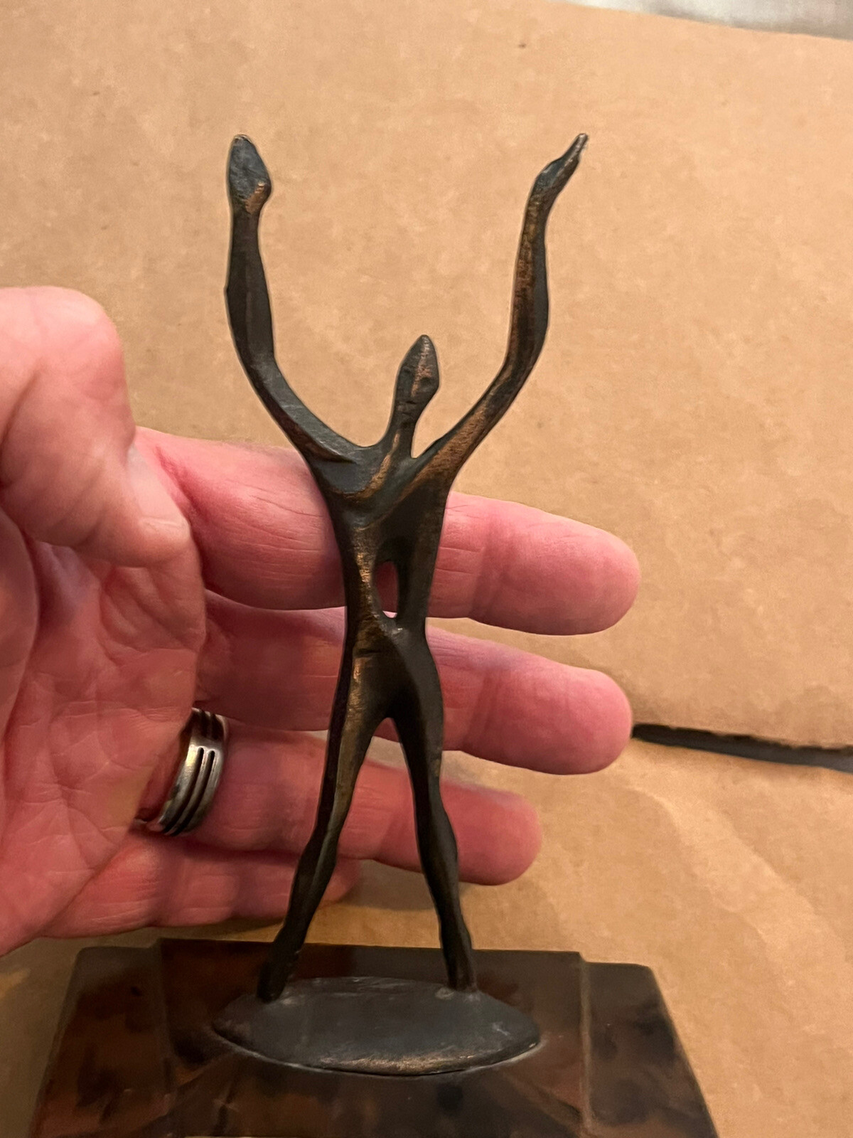 Vintage Bronze Bakelite? Dicarbosil Pharmaceutical Ad Statue Trophy MCM