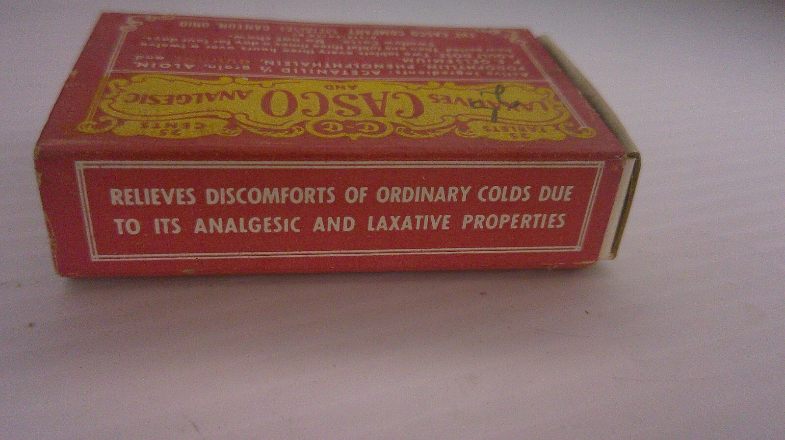 vintage Casco co laxative pills sliding box opener has pills & instructions Z151