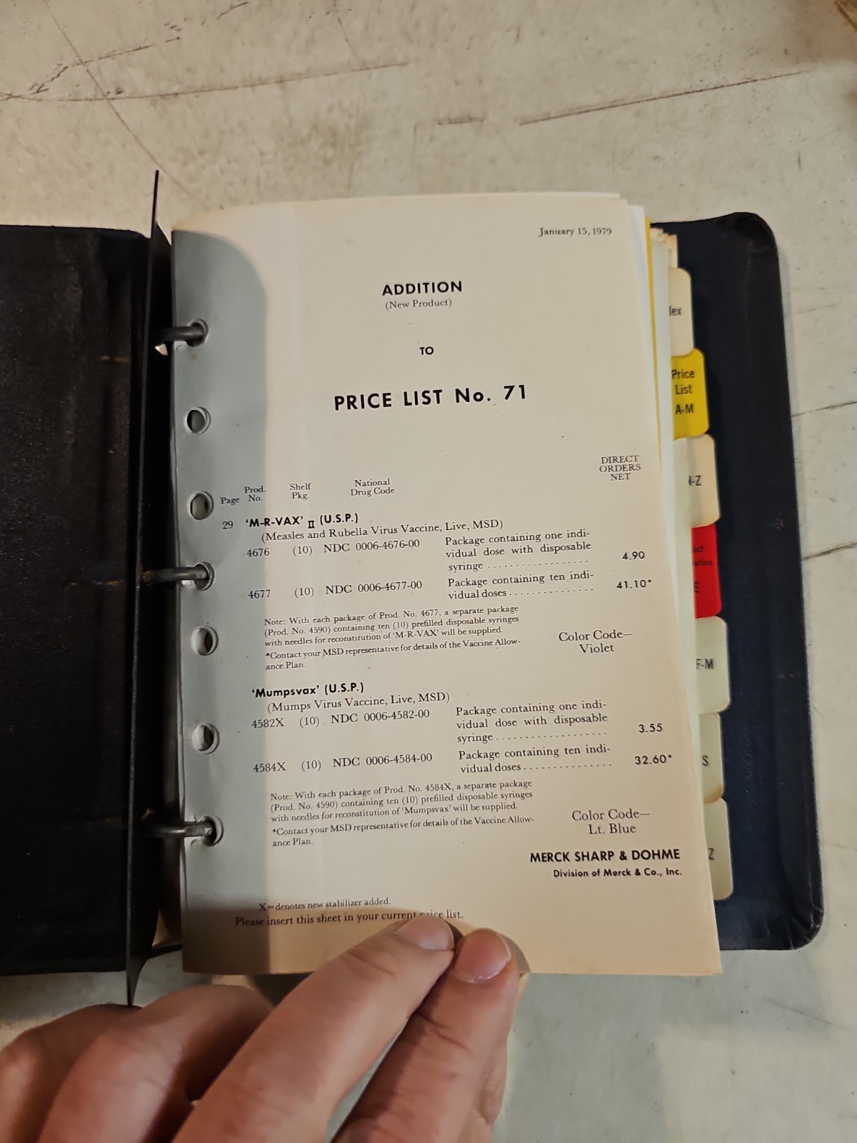 Vtg 1979 Merck Sharp & Dohme Pharmaceutical Price List & Product Data In Binder