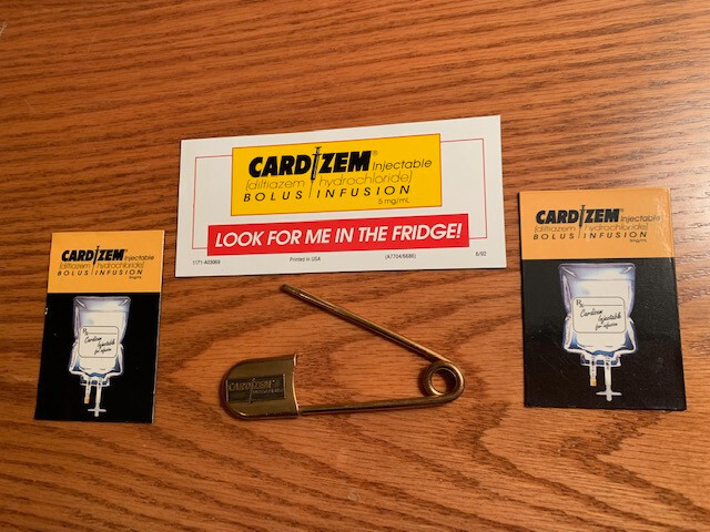 Drug Rep large Cardizem IV Safety Pin and 3 magnets pharmaceutical