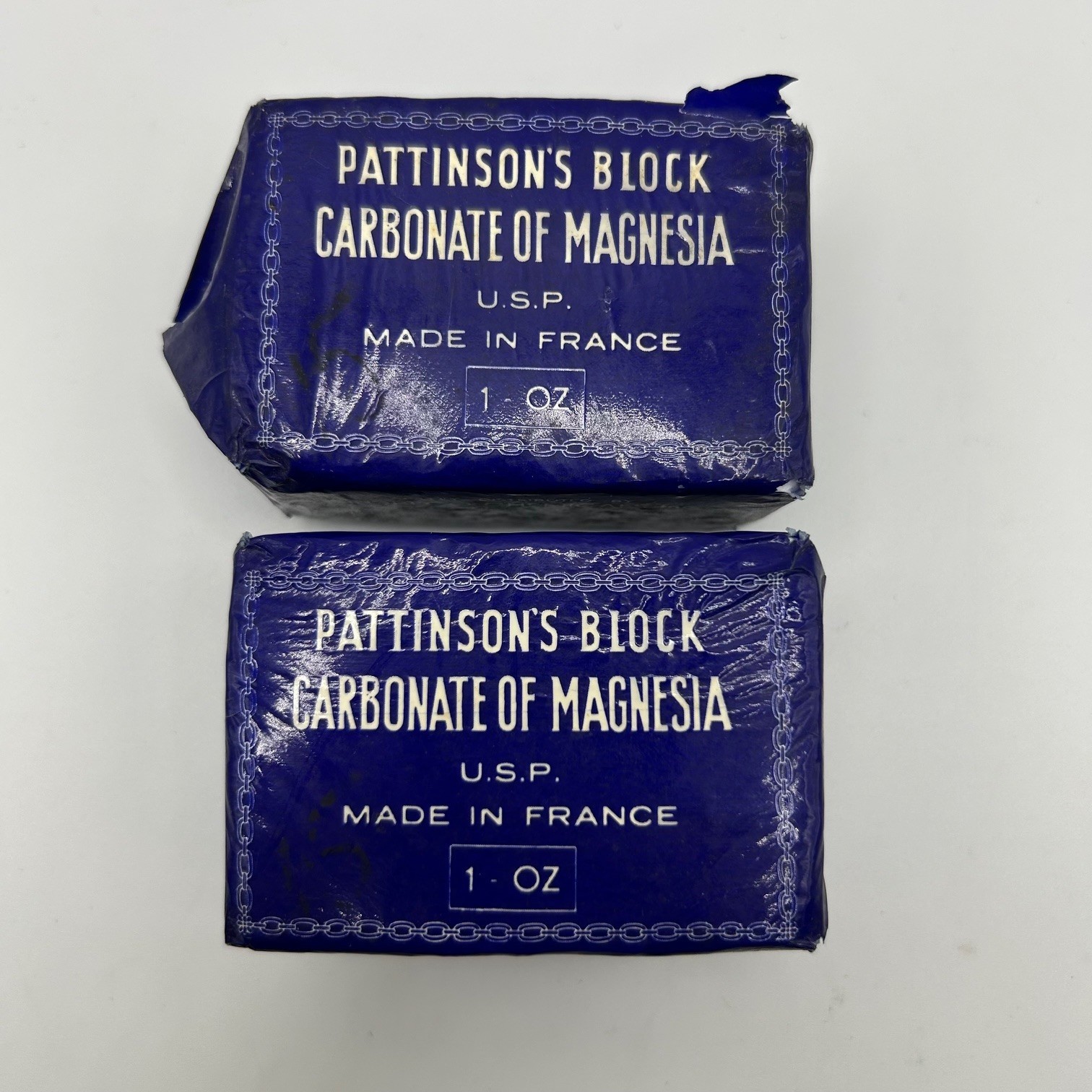 Carbonate of Magnesia Pattinson’s Block Vintage (2) 1oz Packages France Vintage