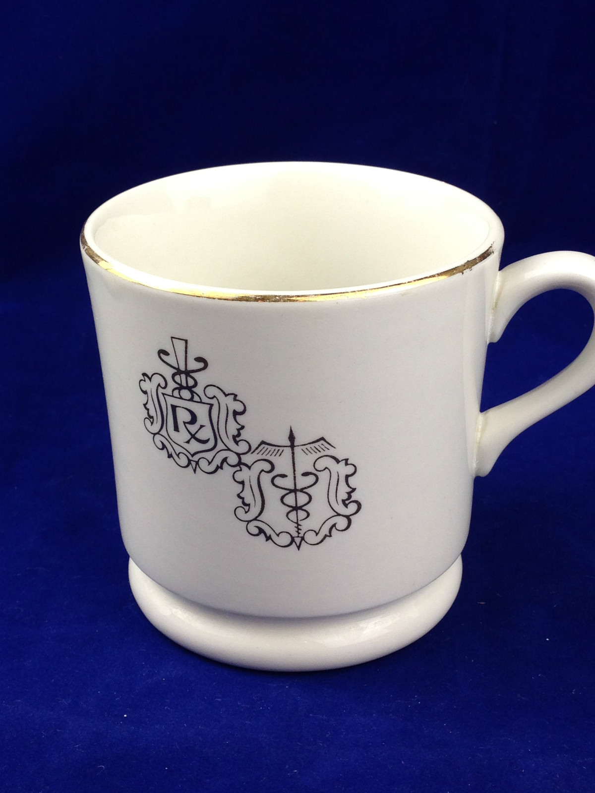 Pharmacy or medical symbol coffee cup owens illinois Caduceus icon porcelain mug