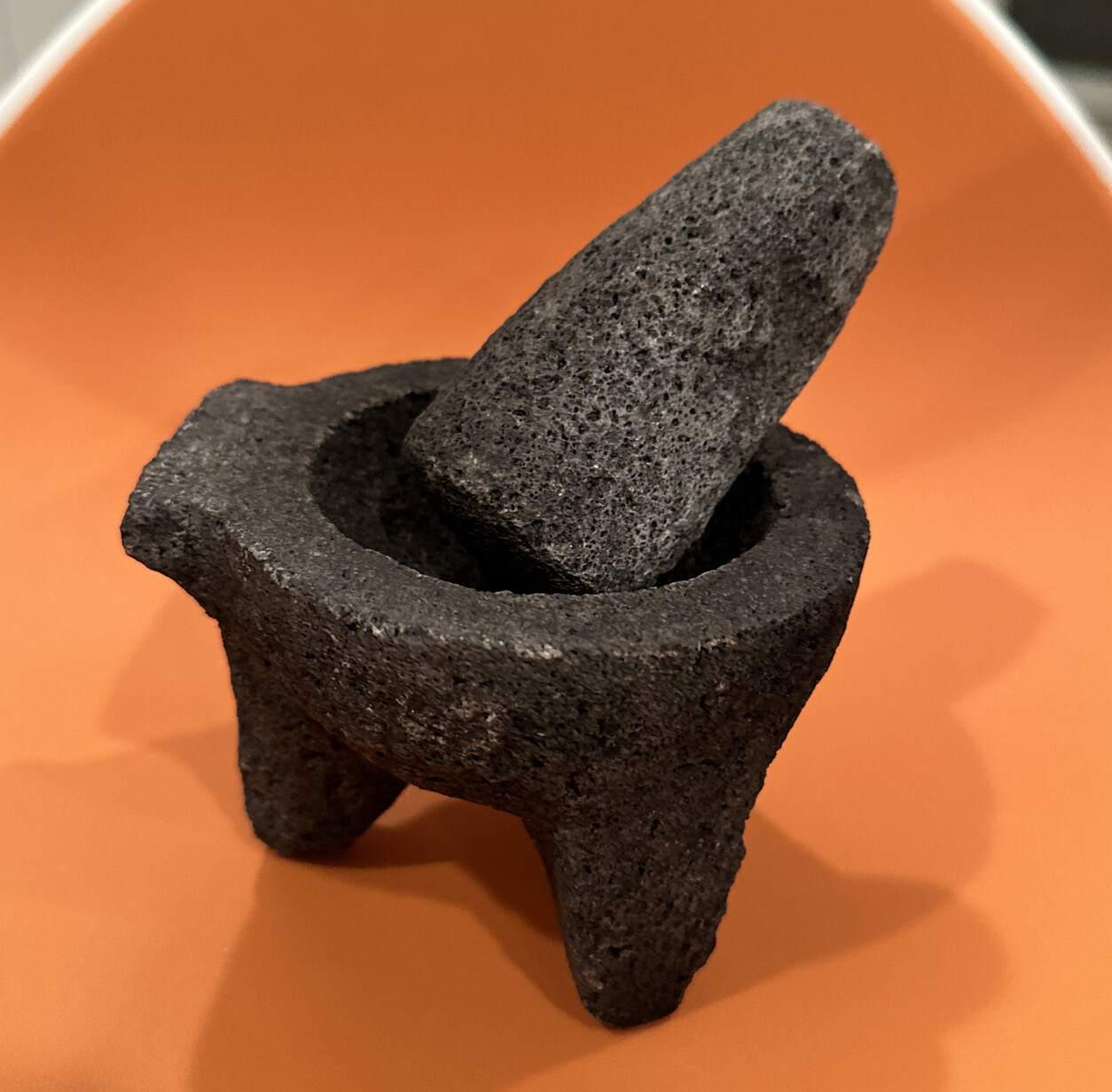 4″ Mortar and Pestle Volcanic Dark Gray Molcajete Herbs & Spices