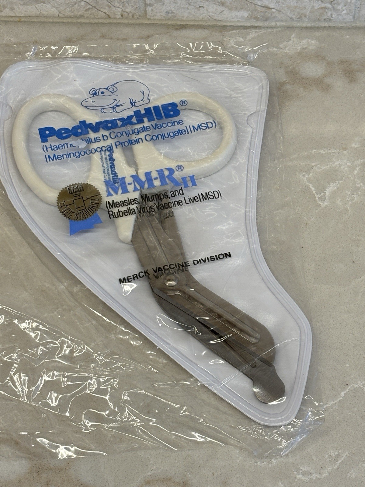 PedvaxHIB Merck Scissors Bagged Pharmaceutical Promo Advert Merck – SHIPS TODAY!