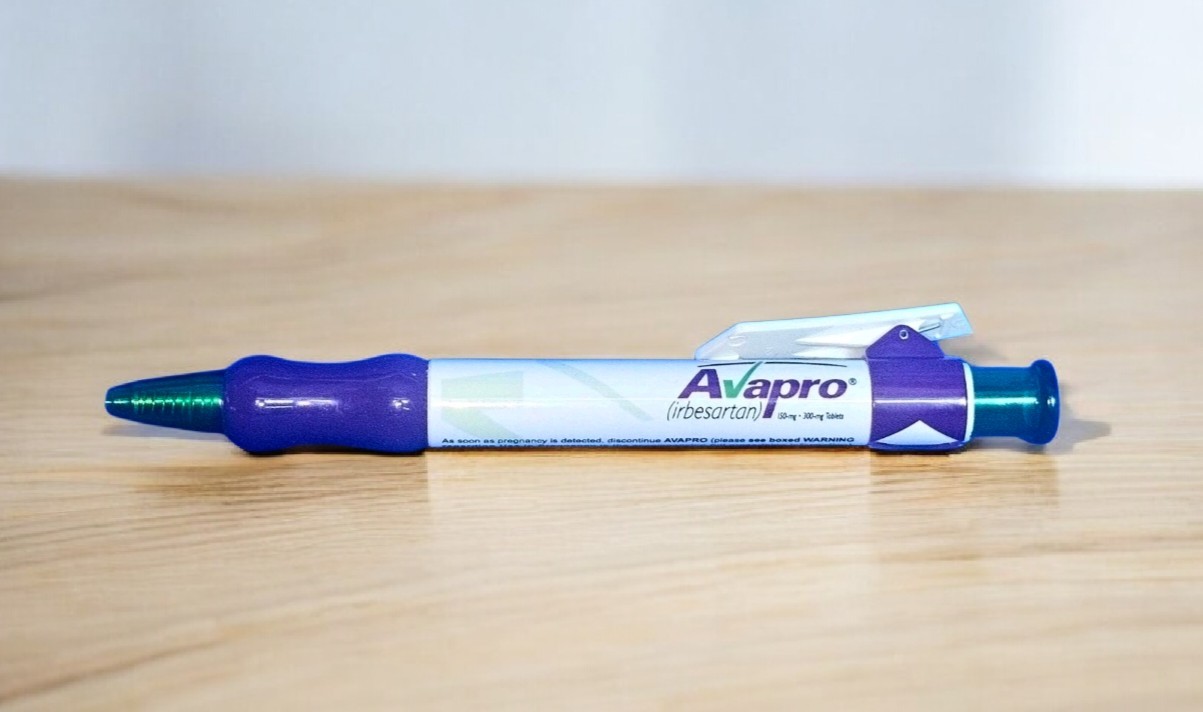 AVAPRO Pharmaceutical Drug Rep Chubby Purple Ink PEN Collectible Advertising NEW