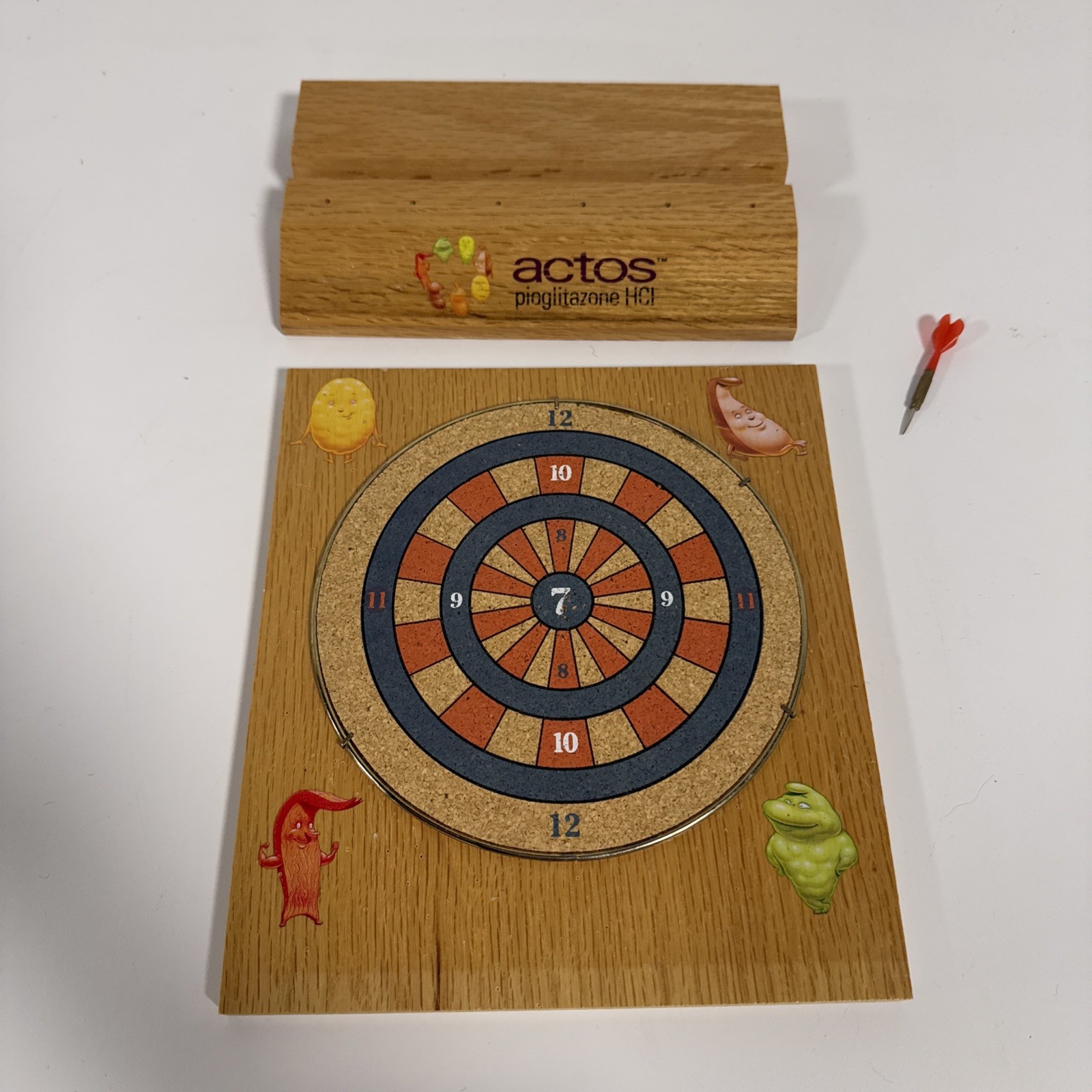 Vintage Takeda Pharma Rep Sales Actos Pioglitazone Mini Wood Desk Top Dart Game