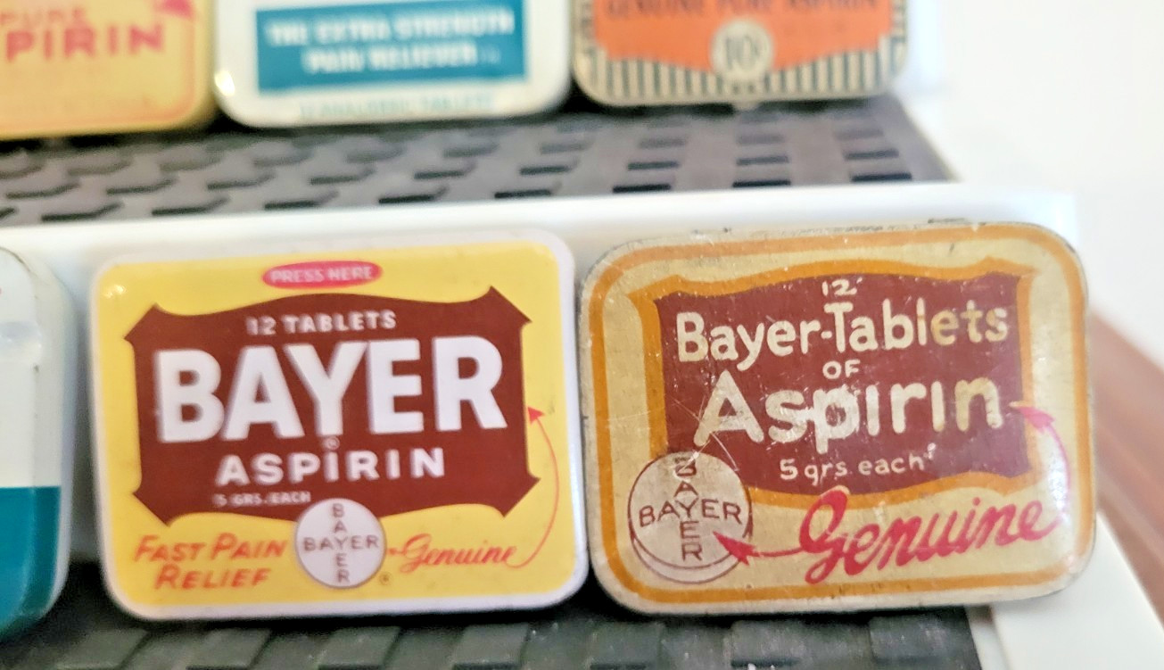 Vintage Pharmacy-Medicine Advertising ASPIRIN tins 13 pcs