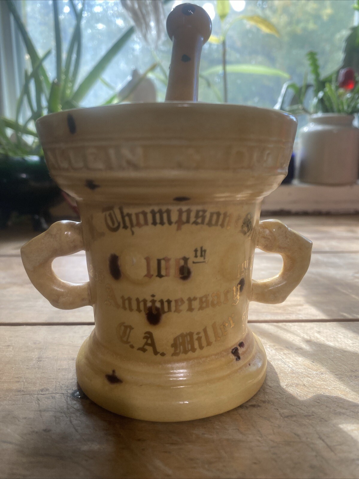 Vintage E.K. Thompson & Son 100th Anniversary Advertising Mortar & Pestle