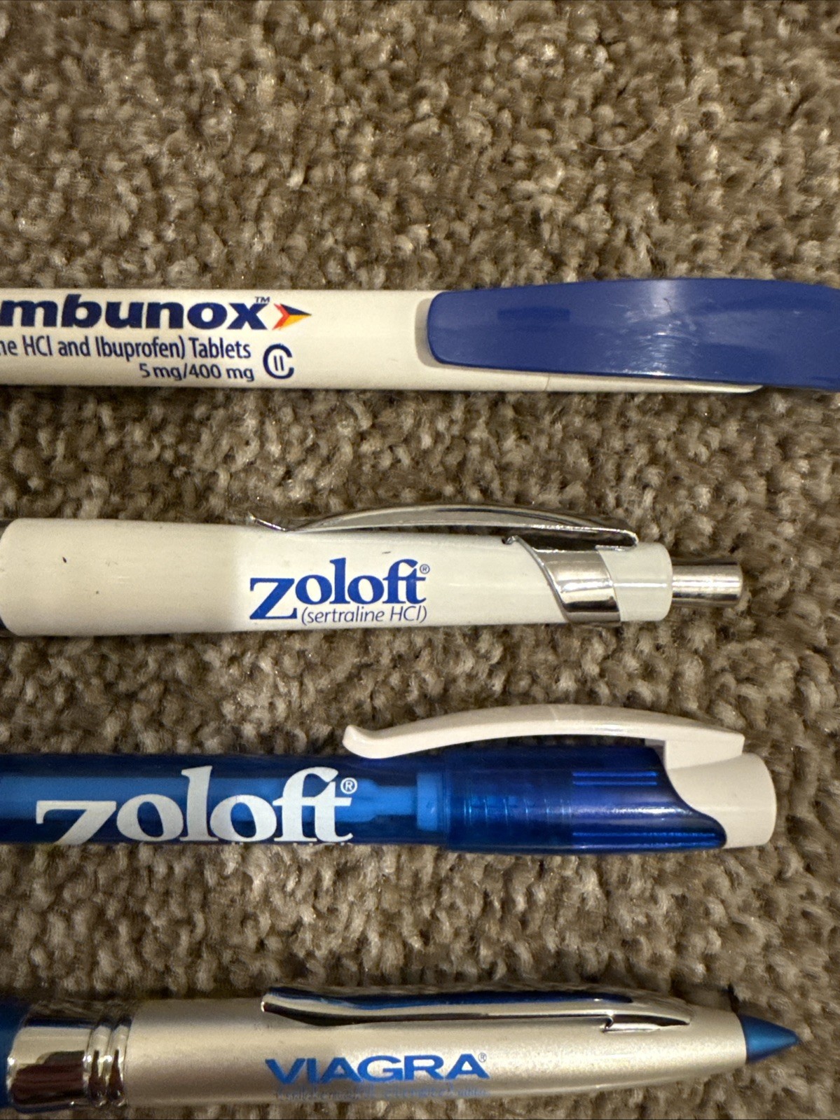 Viagra Combunox Zoloft PENS Drug Rep Pharmaceutical Promo Lot of 6