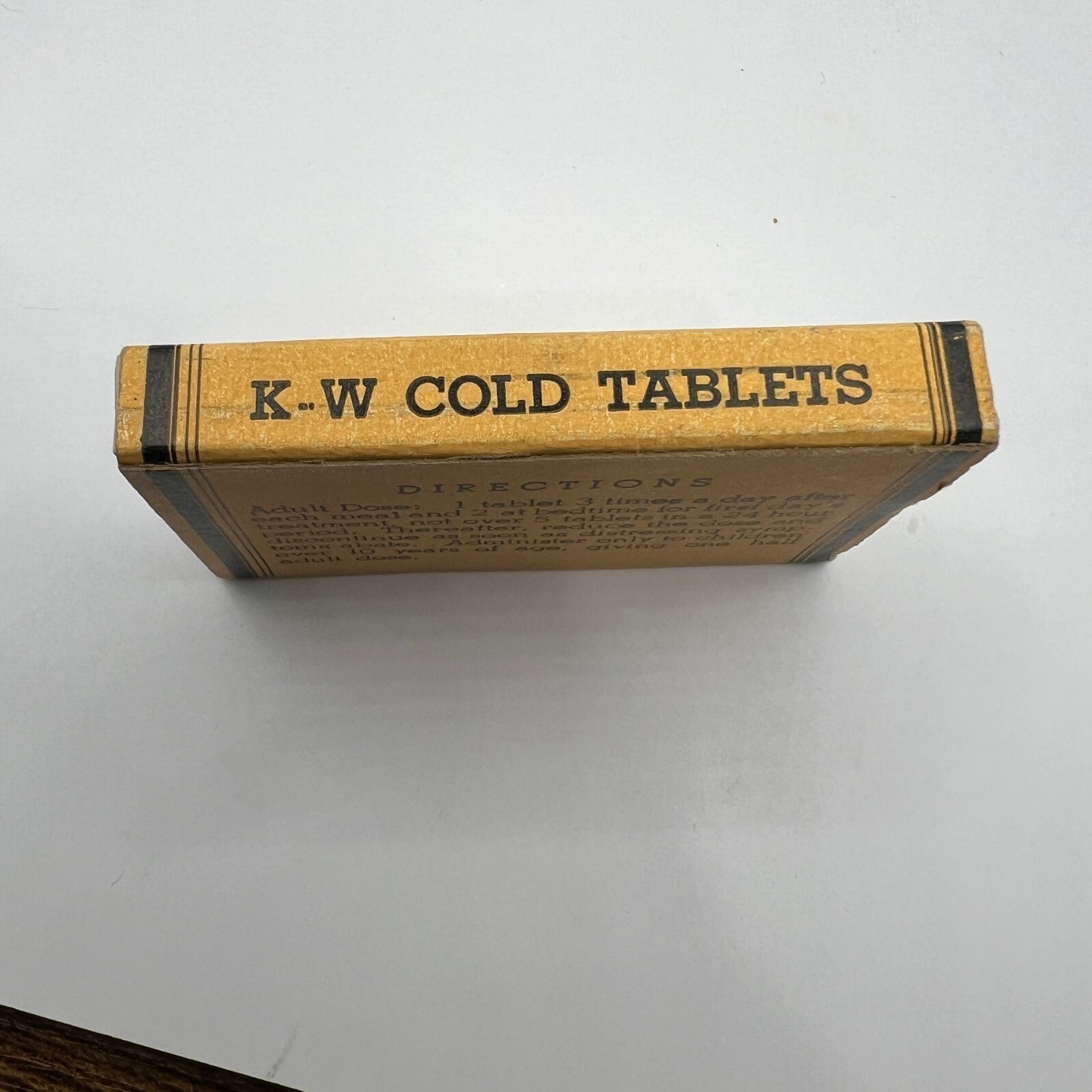 Vintage KW Cold Tablets Empty Box Morris Drug Co. Pill Cardboard