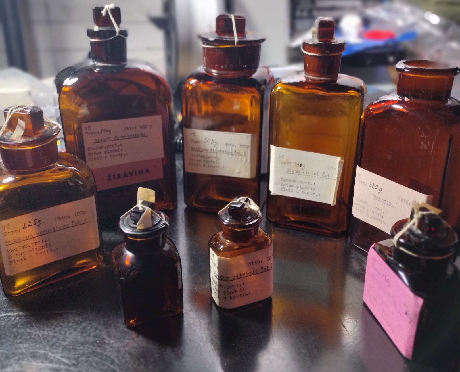 Antique European Military Laboratory Apothecary Medical Bottles (Set of 8)