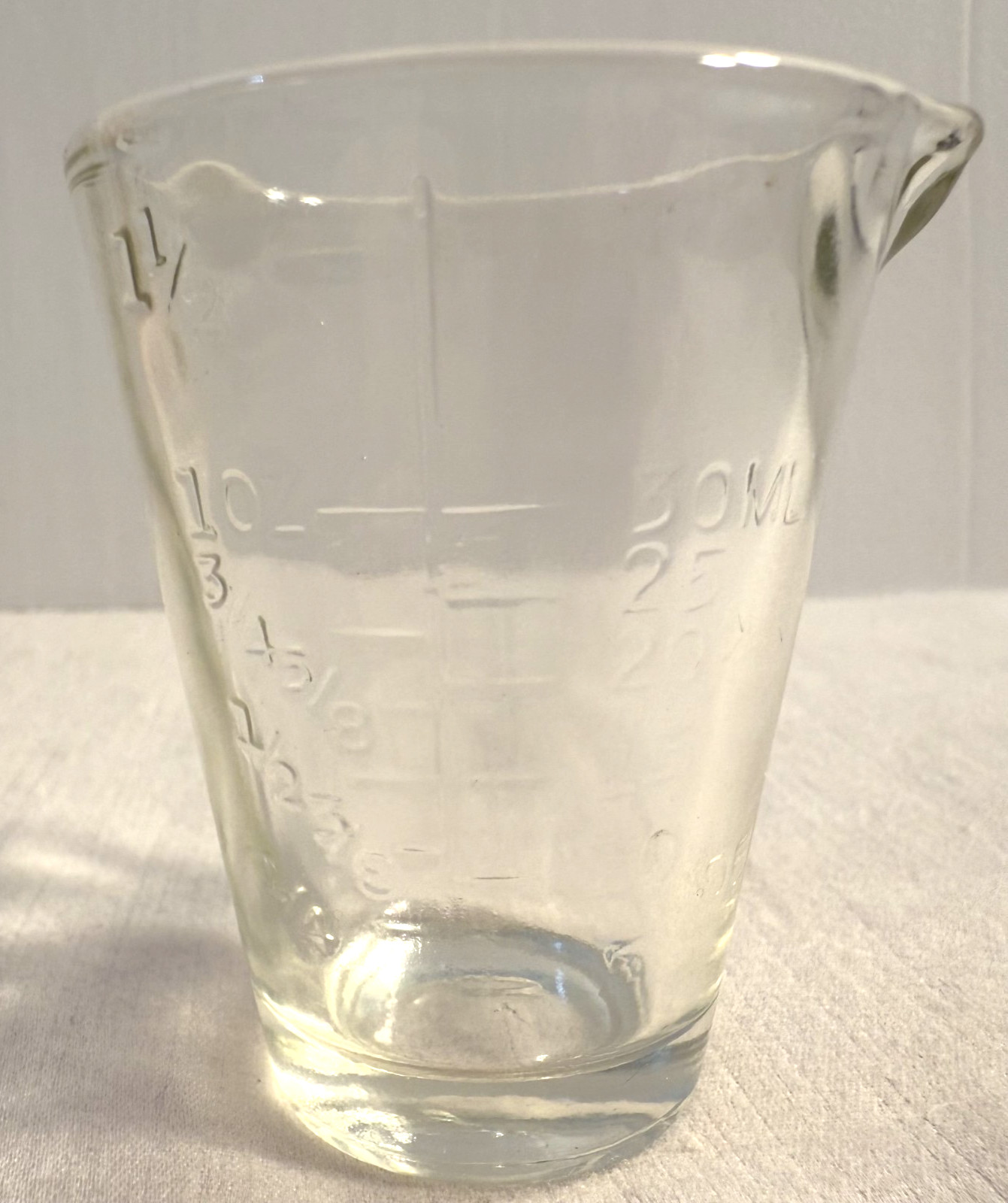 Vintage Glasco Apothecary Measuring Glass Cup with Embossed Graduations & spout