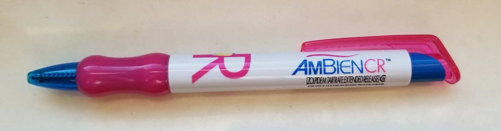 Ambien CR Drug Rep Hot Pink Gripper Ink Pen Pharmaceutical RARE Collectible Swag