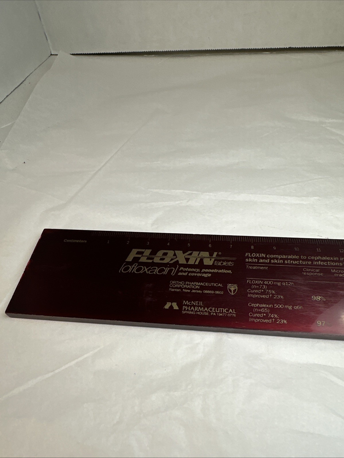 Vintage 1992 FLOXIN LOFLOXACIN Pharmaceutical Drug Rep RULER