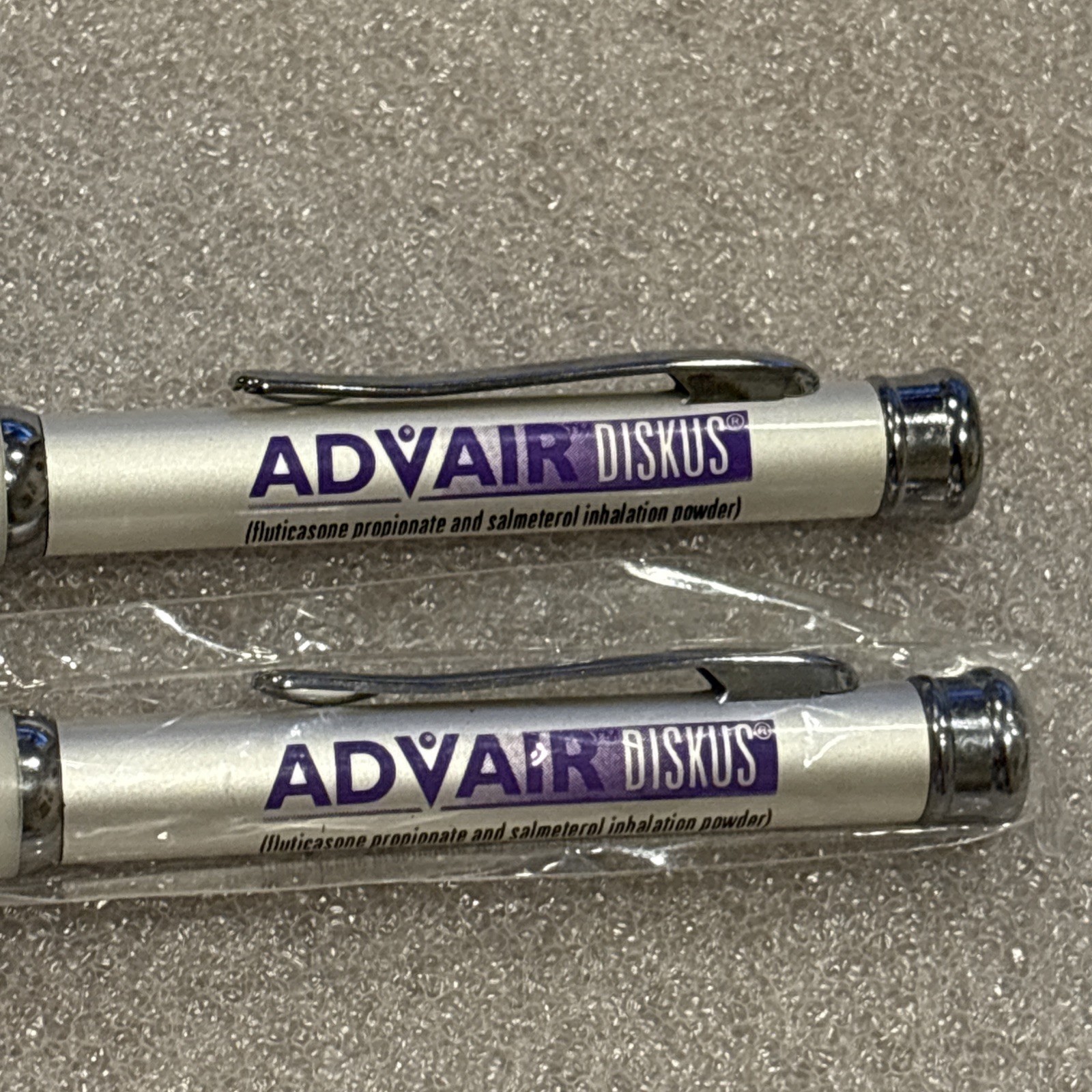 (2) Vintage Advair Pen Drug Rep Advertising Metal Heavy Pen 1 In Original Wrap