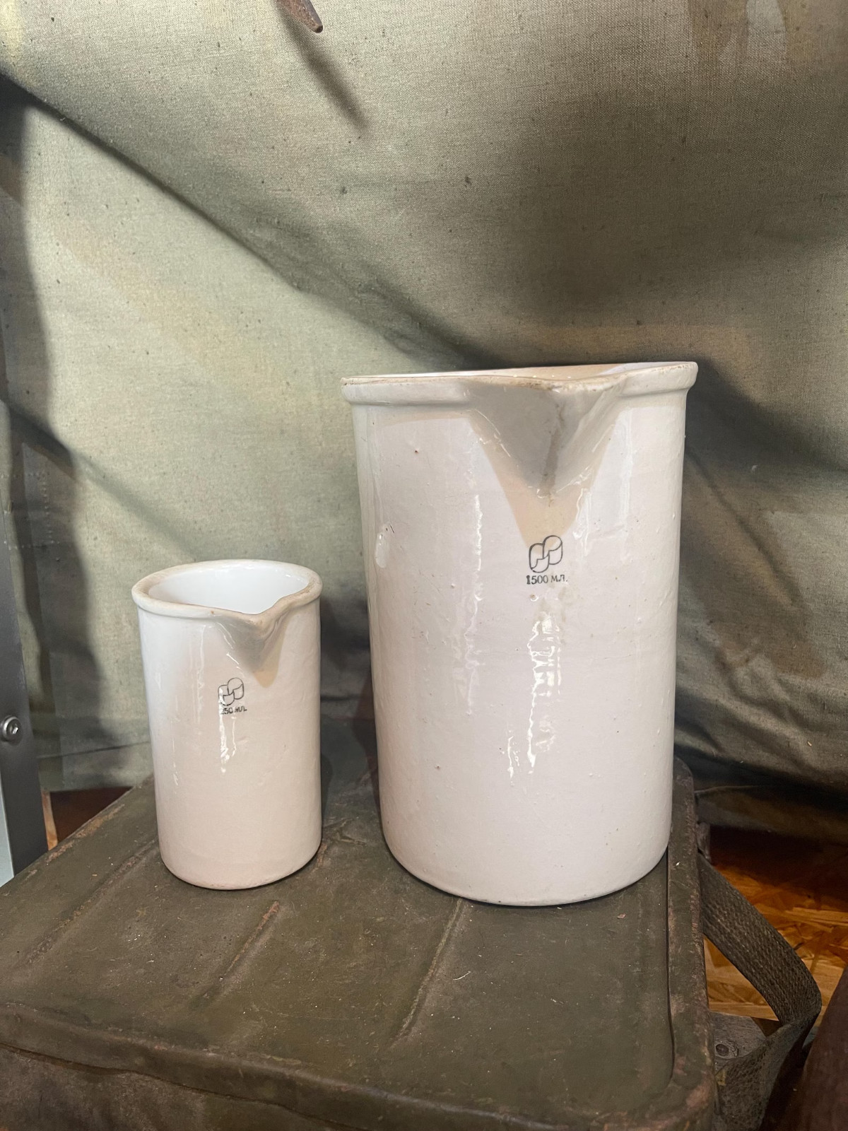 Vintage Soviet Porcelain Measuring Jug, Apothecary Laboratory Vessel, Lab Measur