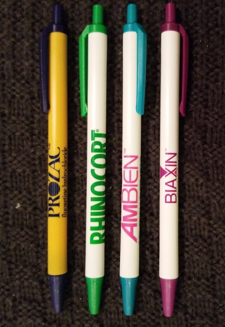 Pharmaceutical Drug Rep Vintage Promo Pens: Lot of 4 Rep Promo of Different Drug
