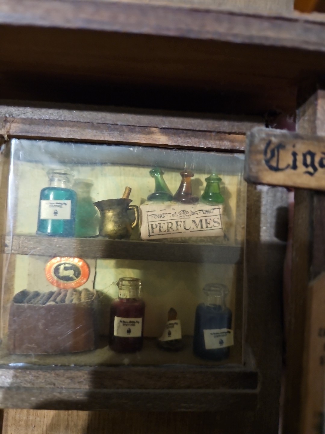 Vintage 3D Wooden Chucks Drug Store 8.5×9