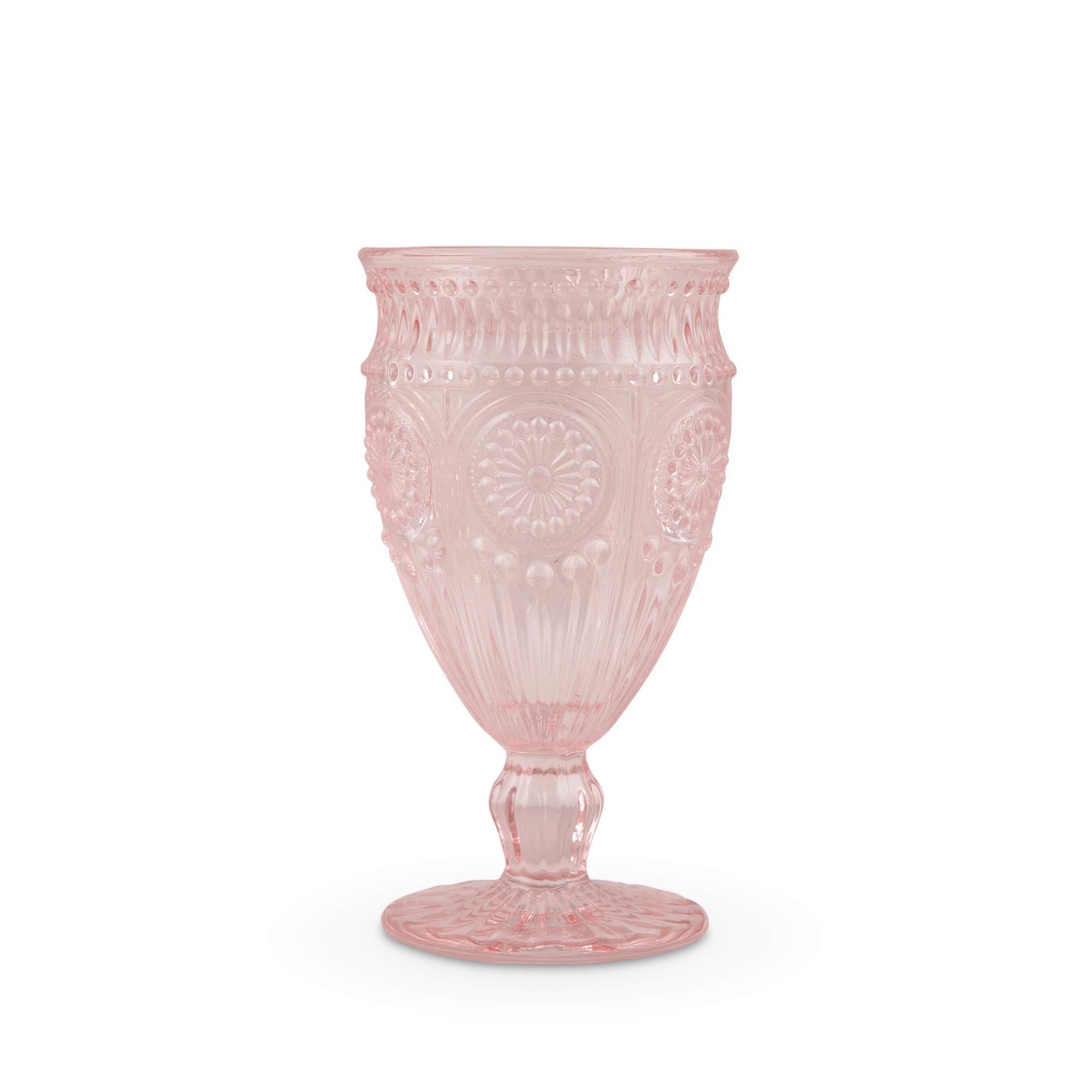 Weddingstar Vintage Inspired Pressed Glass Goblet, Blush Pink, 10 fluid ounces