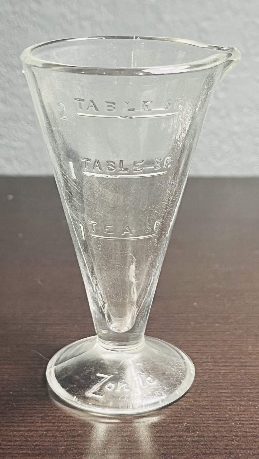 Zonite 2 Tablespoon Glass Apothecary Measuring Cup With Spout